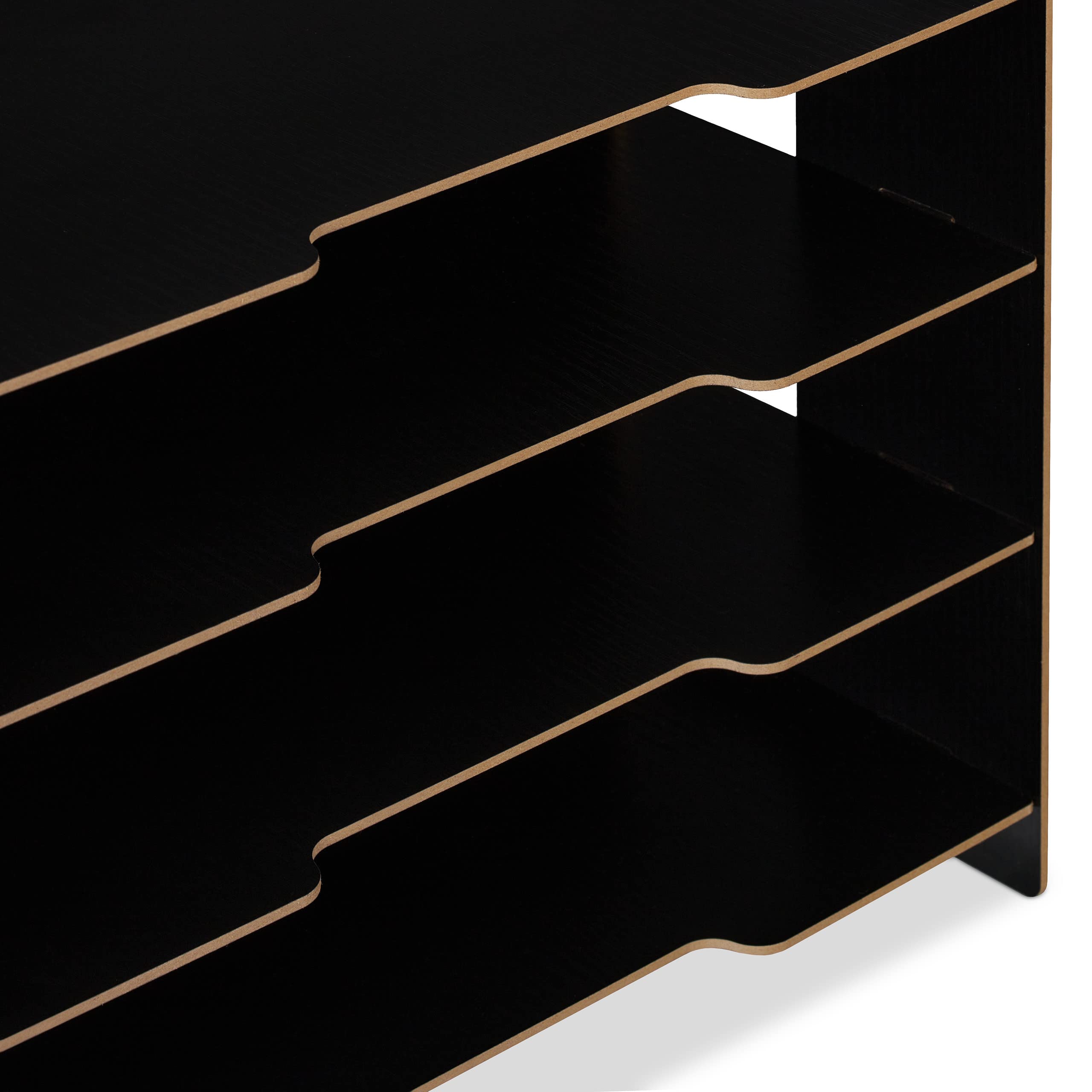 Relaxdays Organizer da Scrivania con Portadocumenti, 3 Scomparti A4, HLP: 27x31,5x24 cm, Portalettere in MDF, Nero