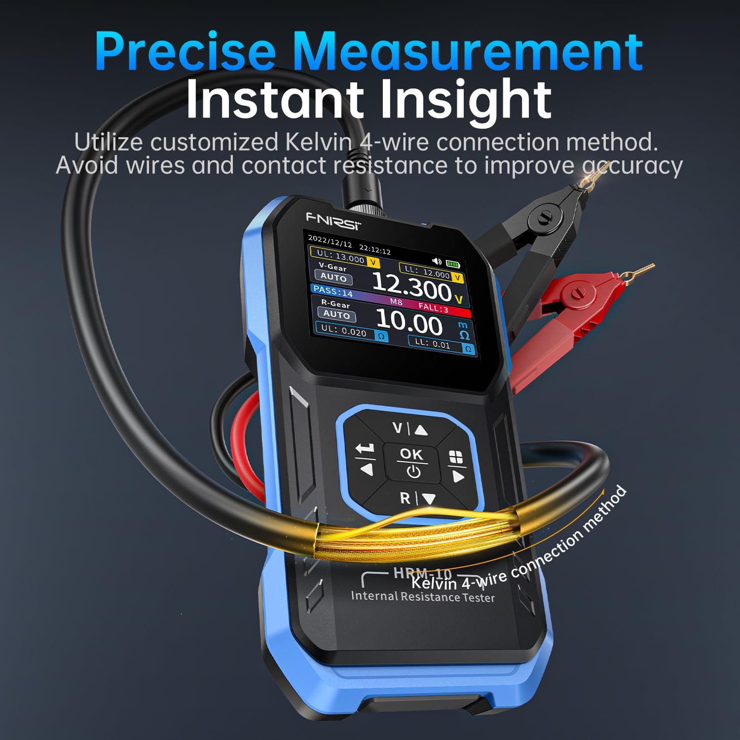 FNIRSI HRM-10 Tester Resistenza Interna e Tester Batteria, Milliohmmetro 100V, 200Ω, Teste per Batterie Auto, AAA, AA e Altri Tipi di Battery, Analizzatore di Batterie Domestiche