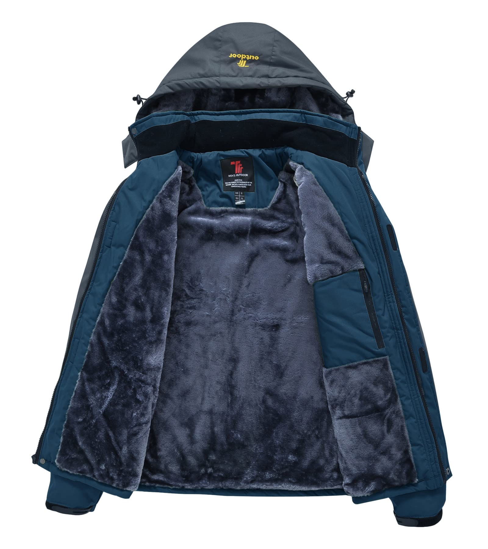 donhobo Jacken Herren Fleece-Futter Winterjacke Wasserdicht Atmungsaktiv Verdickt Warm Winddicht Softshelljacke Outdoor Funktionsjacke mit Abnehmbare Kapuzen