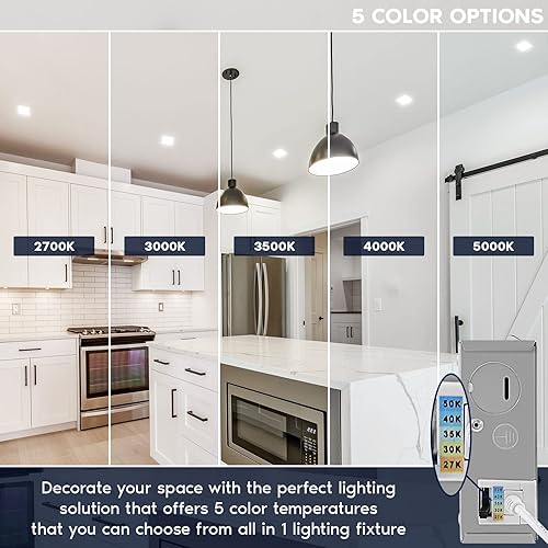 Miniatura 2 de LUXRITE Lámpara de techo empotrable LED cuadrada de 6 pulgadas con caja de conexiones, 18W, 5CCT seleccionable 2700K3000K3500K4000K5000K, 1800LM de