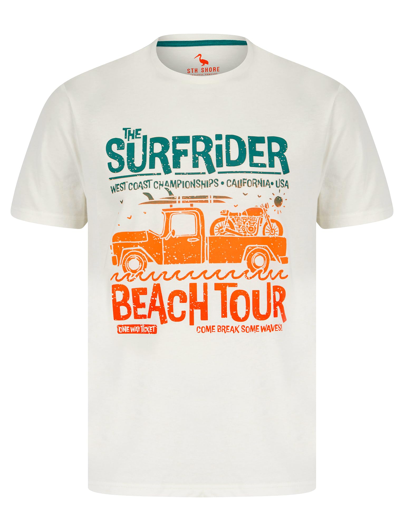 Surfer Van Motif Cotton Jersey T-Shirt in Bright White - South Shore - XL