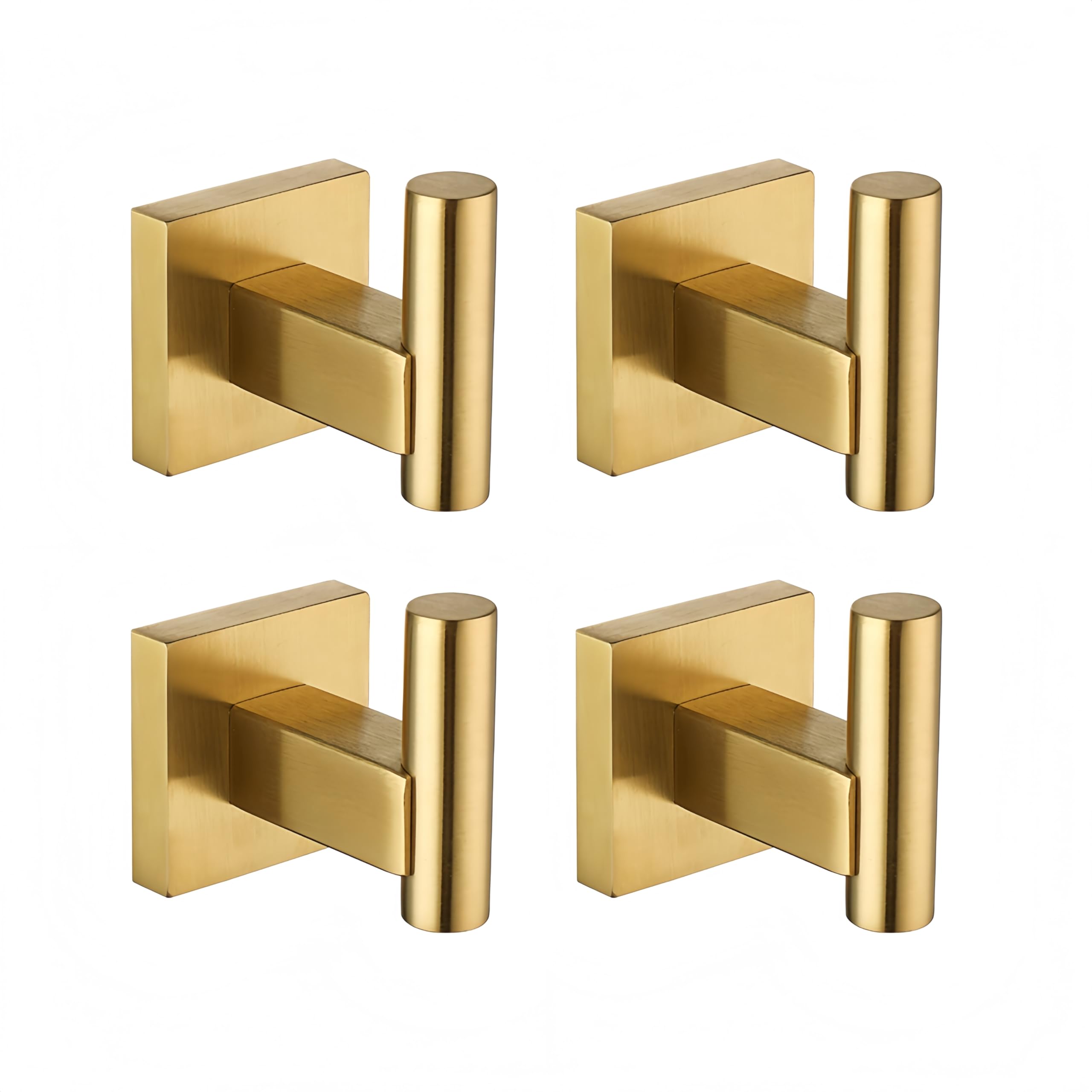 SEIDO Handtuchhaken für Badezimmer, SUS 304 Edelstahl, Wandmontage, robuste Badezimmer-Haken für Handtücher und Mäntel, eleganter Bademantel-Badetuchhalter mit quadratischer Basis, 4 Stück