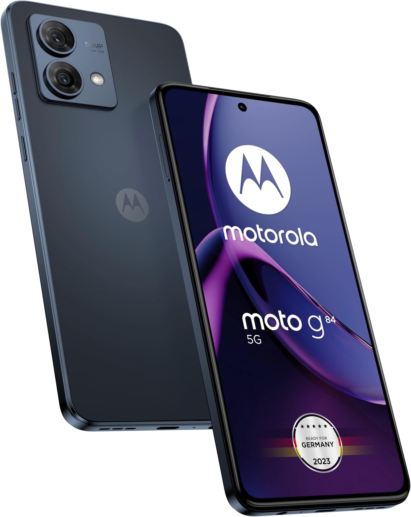 Motorola Moto g84 5G (6.5 inch (16.5 cm) FHD+ Display, 50 MP Dual Camera, 12/256 GB, 5000 mAh, Android 13) Midnight Blue, includes Protective Cover and Car Adaptor