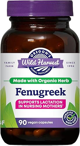 Oregons Wild Harvest Suplemento de hierbas orgánicas de fenogreco 90 unidades