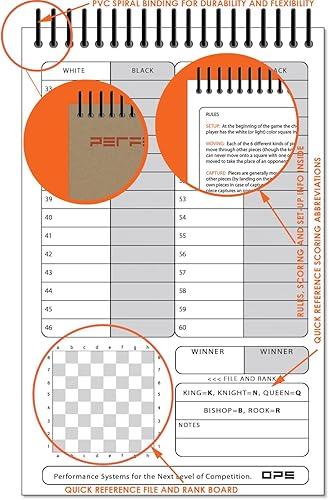 Miniatura 5 de Libro de puntuaciones de ajedrez Perfect Strike con reglas e instrucciones de puntuación. Resistente. Calidad de competencia. (5.5" x 8.5") (100