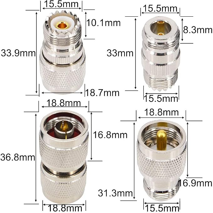 Kit adaptadores universal N a UHF, 4 piezas miniatura 4