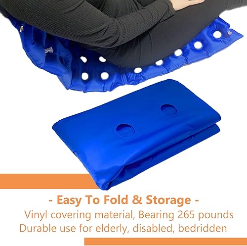 Miniatura 6 de Bedridden - Cojín inflable para asiento de silla de ruedas antiescaras con respaldo completo para ancianos discapacitados, portátil