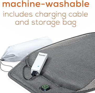 Beurer Portable Wireless Heated Seat Cushion with Convenient Storage Bag, Rechargeable, Durable for Indoor & Outdoor Use, Dark Grey 1 Count (Pack of 1)