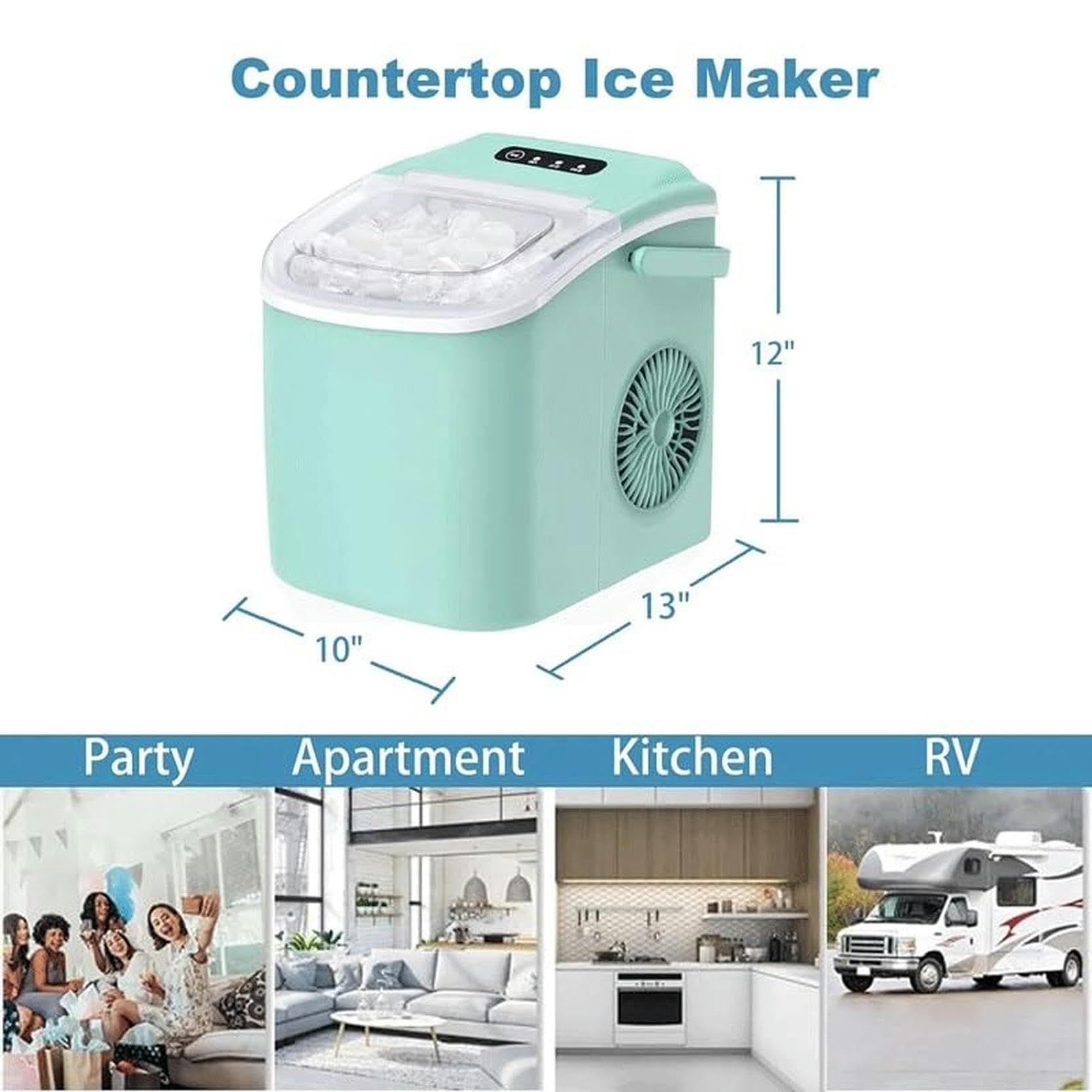 Nwkhrso Countertop Ice Maker Ice Maker Machine 6 Mins 9 Ice 26.5lbs/24hrs Portable Ice Maker Machine, Gray on Fridge.com - View 6