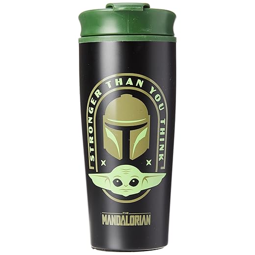 Star Wars: The Mandalorian Kaffeebecher (Stronger Than You Think Design) 450ml Metall-Reisebecher - Offizielles Lizenzprodukt