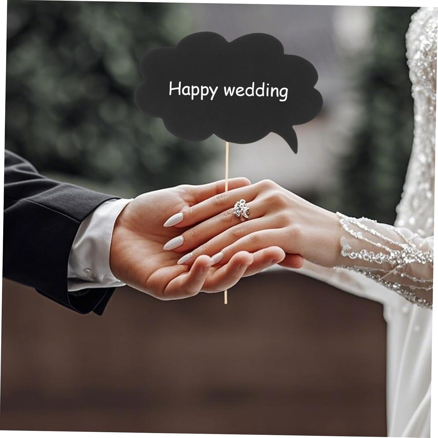 Lurrose 1 Set DIY Wedding Photo Booth Props Black Card Creative Reception Memories Event Photography Accessories for Weddings Parties