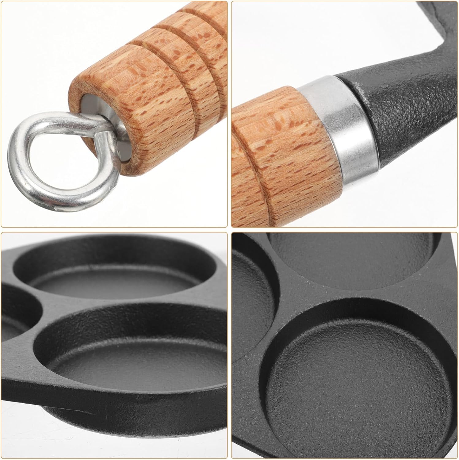 Kichvoe Cast Egg Frying Pan Divided Skillet for Pancakes Burgers Nonstick Cookware for for Induction Stovetops
