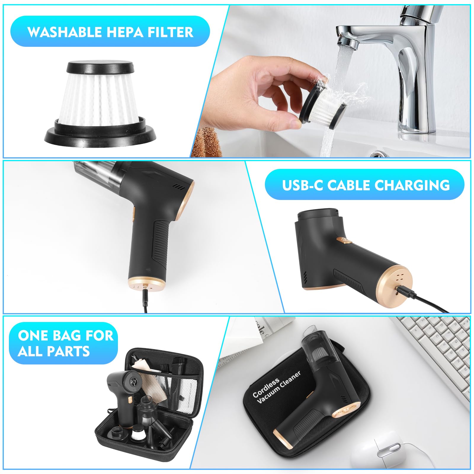 Amazon.co.jp: KIYILEAF 2イン1 コードレス 車用掃除機 9000Pa 強力な