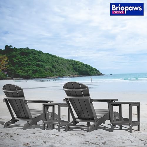 Miniatura 5 de BRIOPAWS Adirondack Ottomans  Plegable  Juego de 2  Plástico HDPE  Reposapiés gris para exteriores  Todo tipo de clima  Reposapiés de patio para