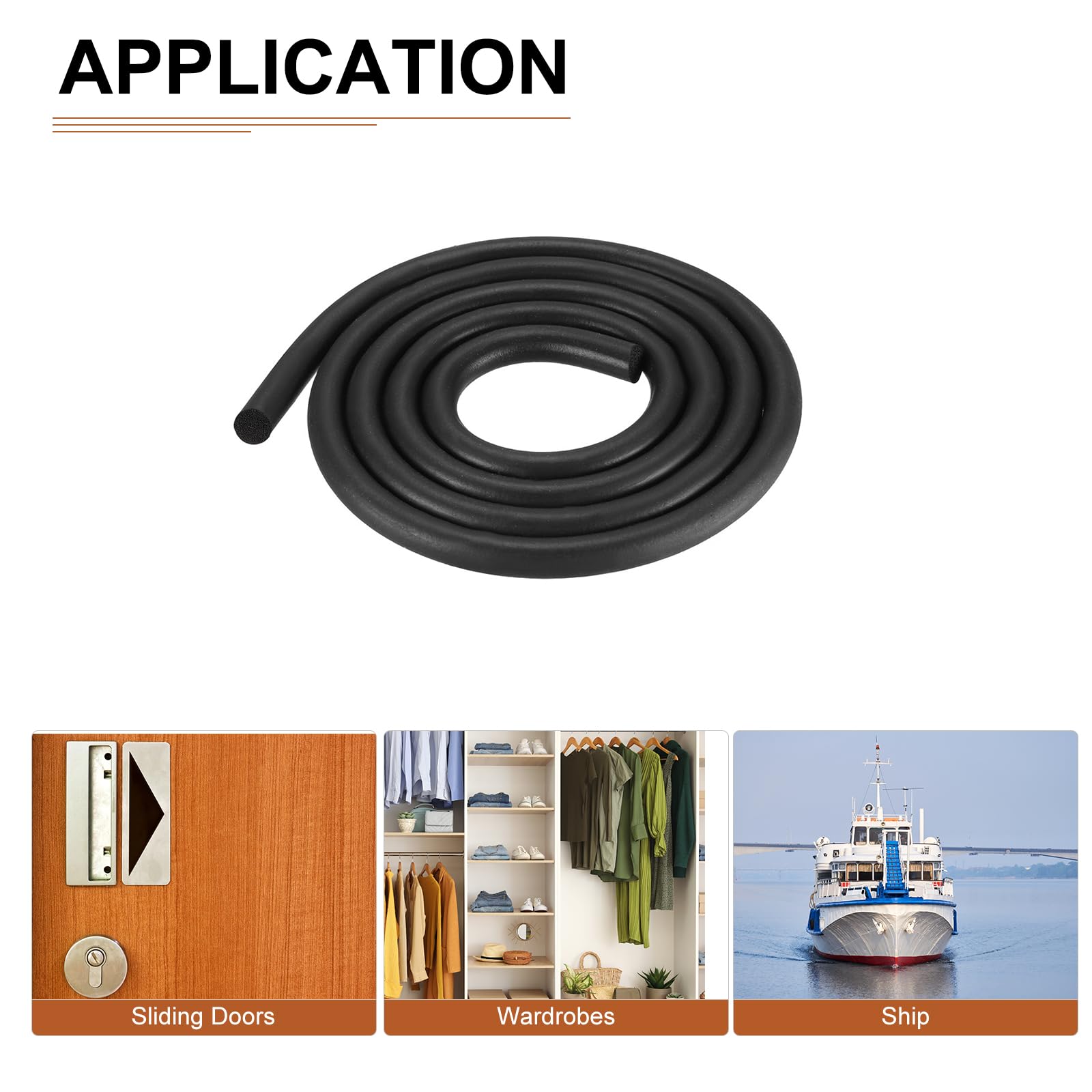 DTGN 9mm x 2meters(DXL) Foam Rubber Weather Seal Strip, 1Pack, Good for DIY Furniture - Image 4