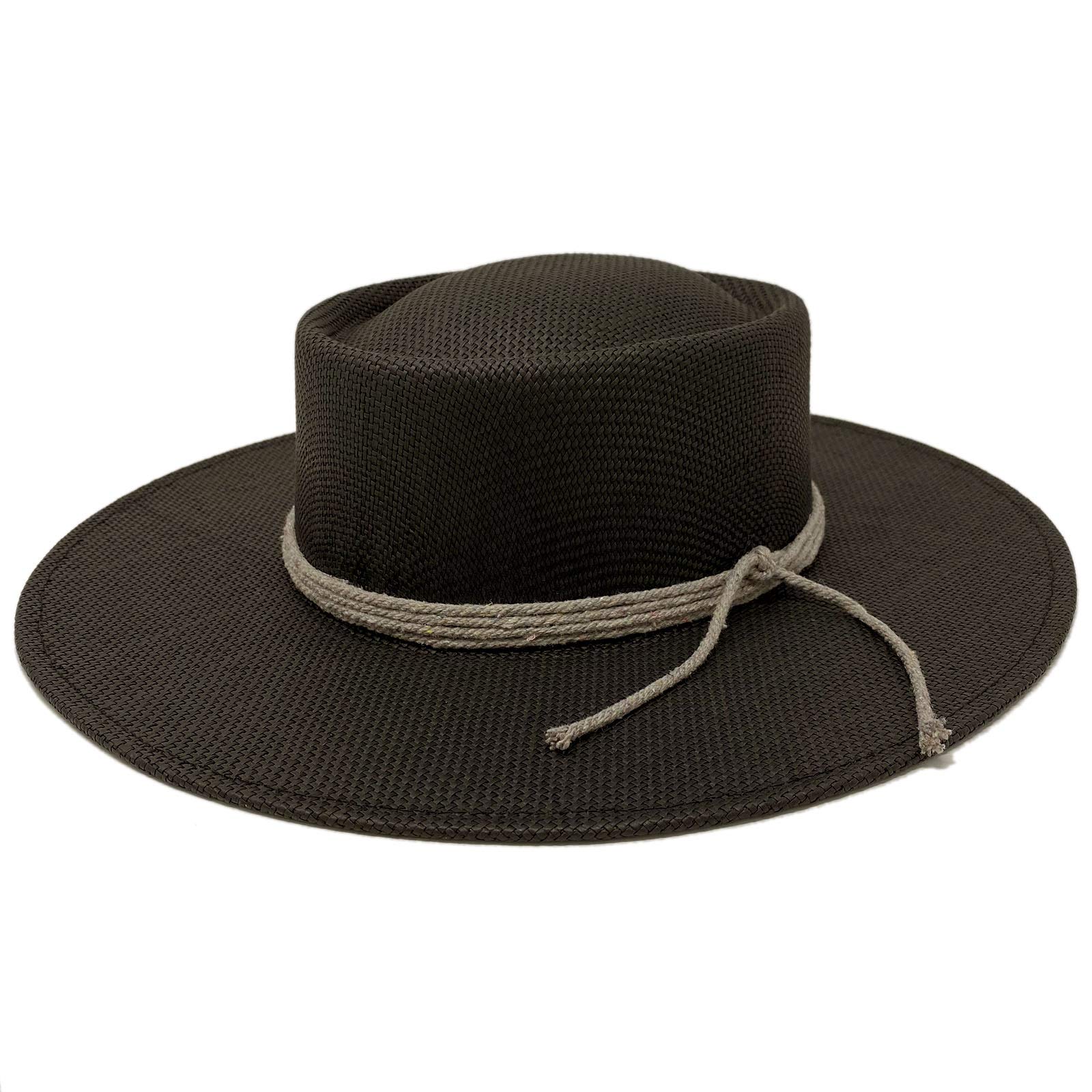 Men's Everyday Light Summer Wide Boater Gamble Porkpie Derby Fedora Sun Hat (Gambler Black)