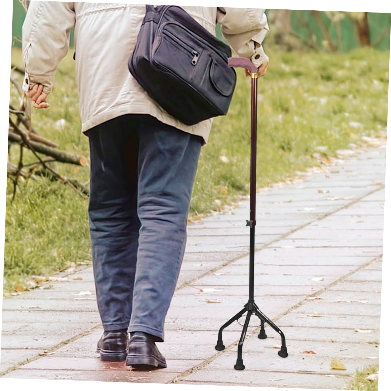 Bastone Passeggio Regolabile in Alluminio con Piedi Stabile e per Anziani e Trekking Outdoor Impugnatura Ergonomica Antiscivolo Supporto Affidabile per Camminata e Escursioni