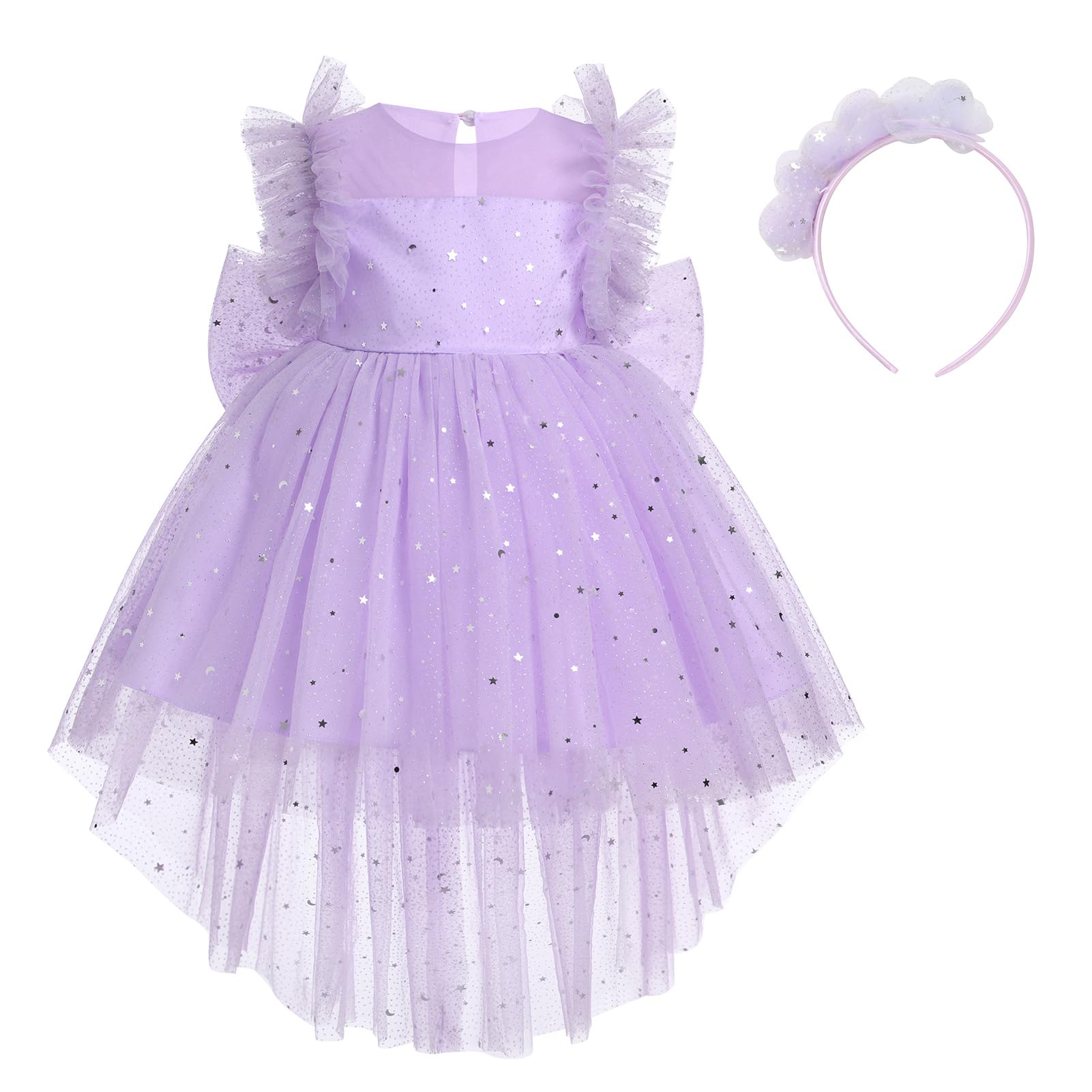Baby Flower Girl Wedding 1st Birthday Dress High Low Tulle Tutu Skirt Toddler Sequins Tea Party Cake Smash Outfits