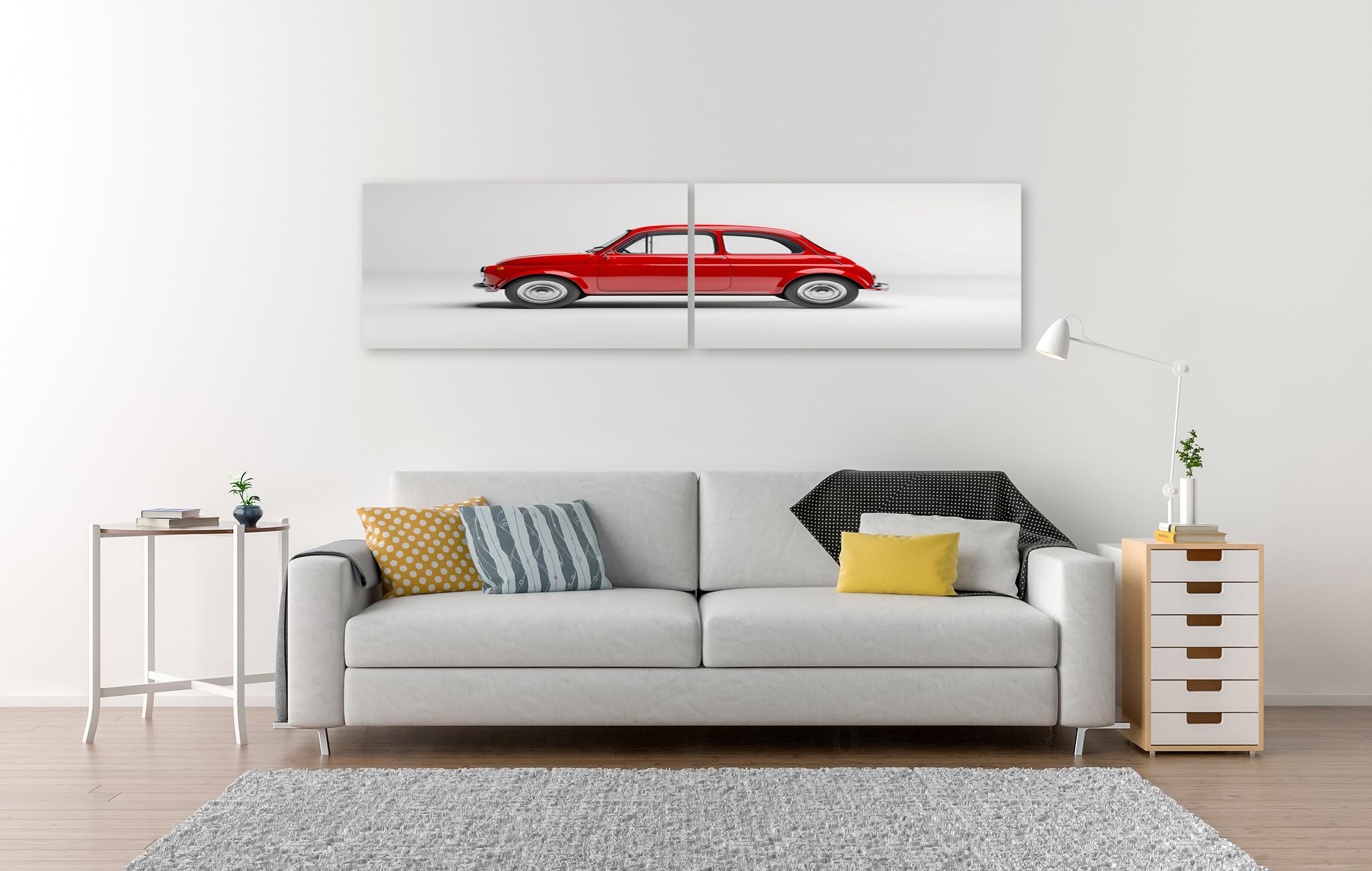 islandburner Pintura Prime en lienzo, coche pequeño estudio rojo clásico, sala de estar, amantes de los coches, taller de automóviles, pinturas, arte de pared, póster