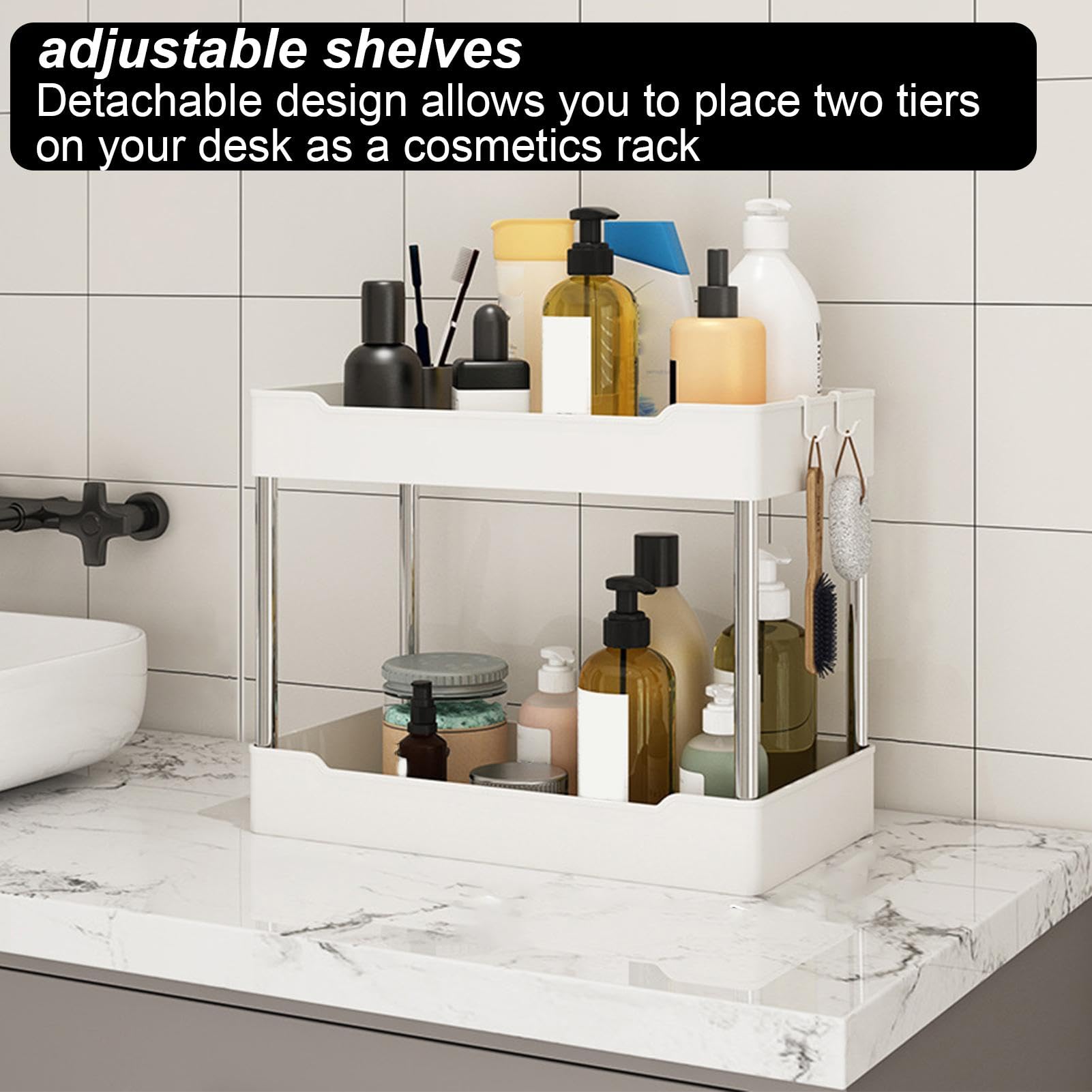 Desserte Etroite A Roulette Chariot De Rangement Sur Roulettes | Chariot Roulant U00c0 2 Niveaux | U00c9tagu00e8re De Rangement Mobile Desserte Salle De Bain