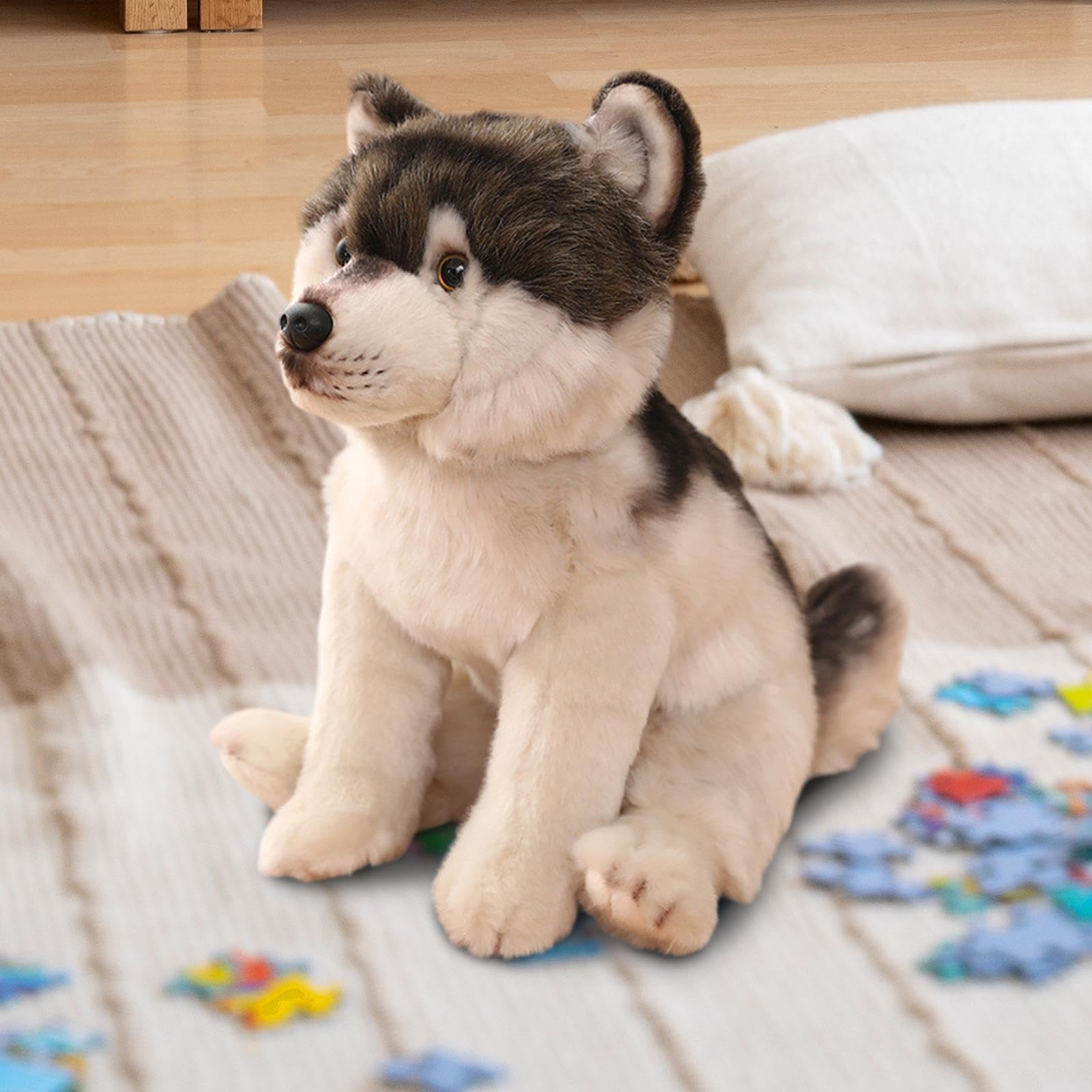 Peluche a Forma di Cane, Ideale Come Regalo E per Giocare con I Bambini, Lupo