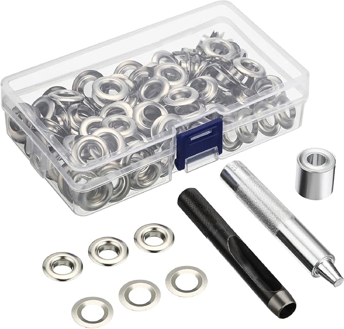 Grommet Eyelets Tool Kit, Grommet Setting Tool and 100 Sets Grommets Eyelets with