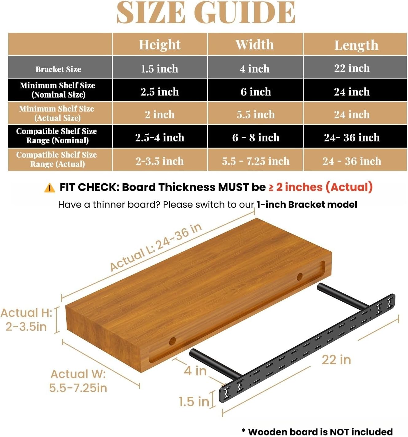 2pcs Floating Shelf Hardware Heavy Duty Hidden Shelf Brackets Support,Wall Mounting Invisible Floating Shelves Bracket with Jig (22" x 4" x 1.5" with Tools)