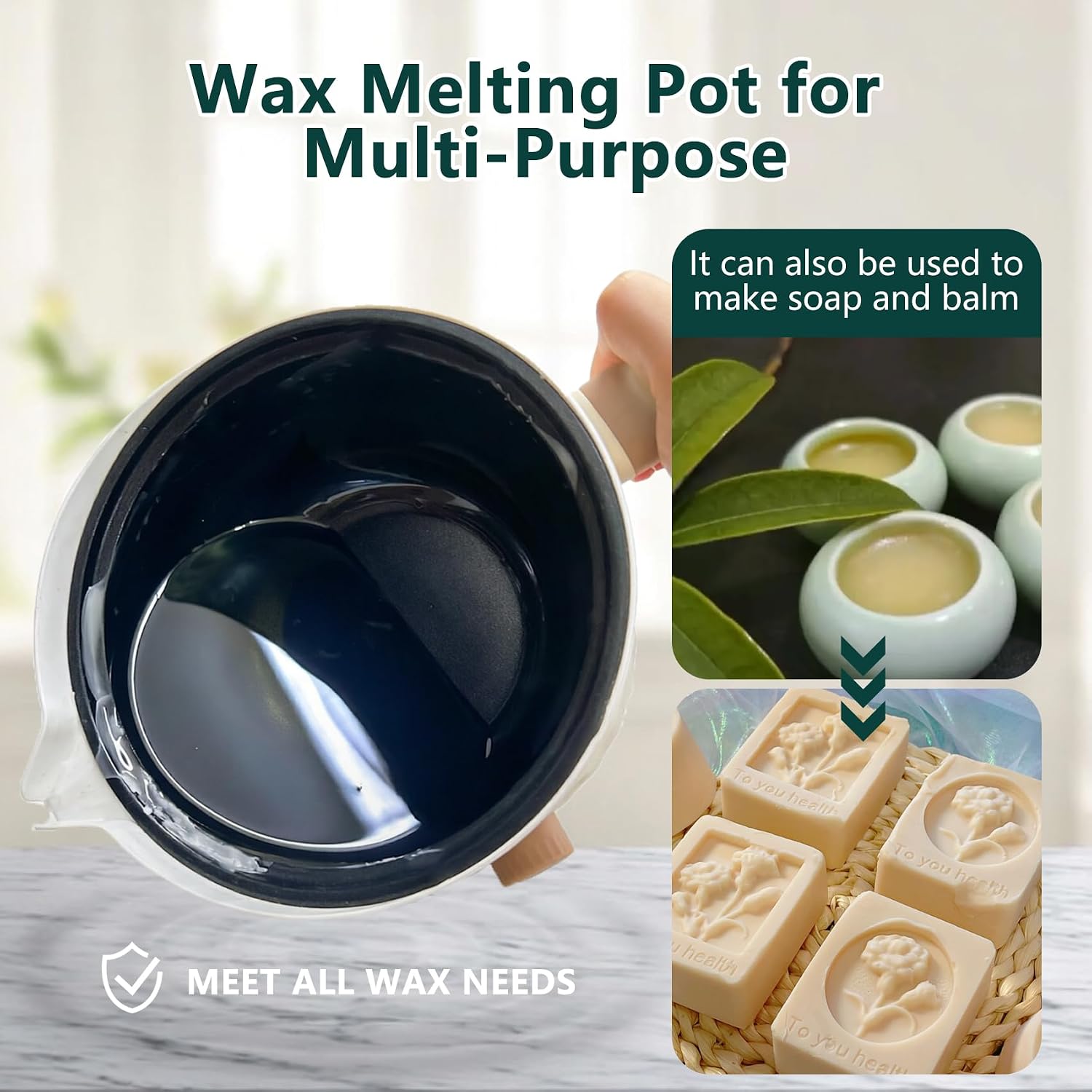 ERPHIC Wax Melter with Pour Spout,Electric Wax Melting Pot Kit for Beginner Adults,1.5L Large Capacity,Kit Includeds Wax Melting Port, Wicks, Centering Device, Stirring Spoon (White)