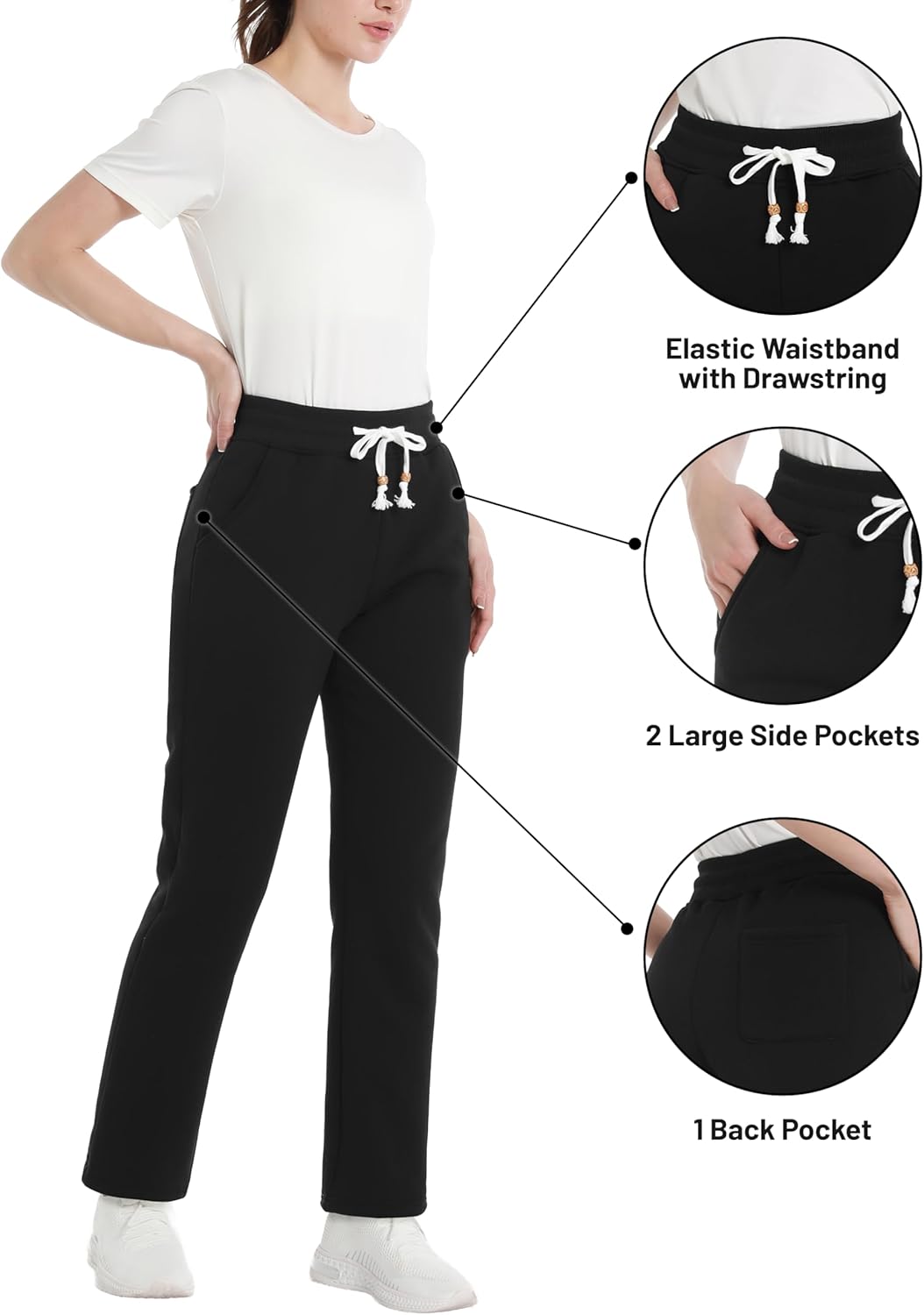 TACVASEN Women's Fleece Lined Sweatpants Winter Thermal Thick Sherpa Pants with Pockets Warm Cotton Athletic Lounge Casual - Image 5