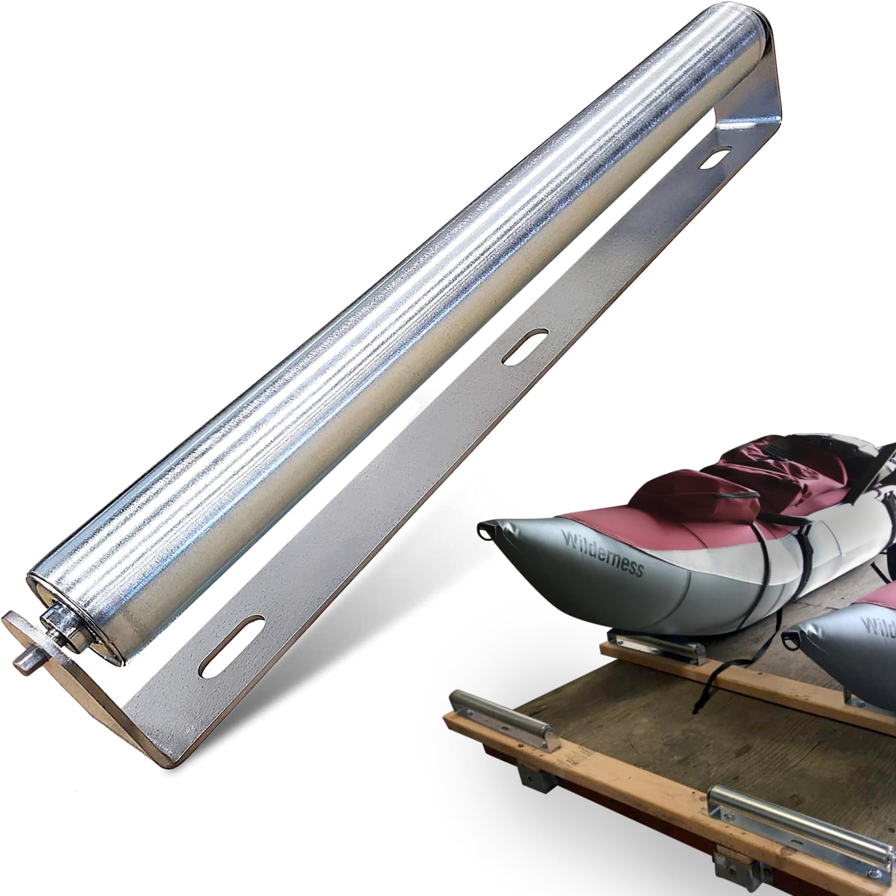 Ultimation Pack of 1 | 10" Long Roller & Bracket Set |1.5" Diameter | Galvanized Steel | Industrial Use | Easy Install | Reliable & Sturdy for Your Conveyor Needs | Can Be Used As Kayak Roller Loaders