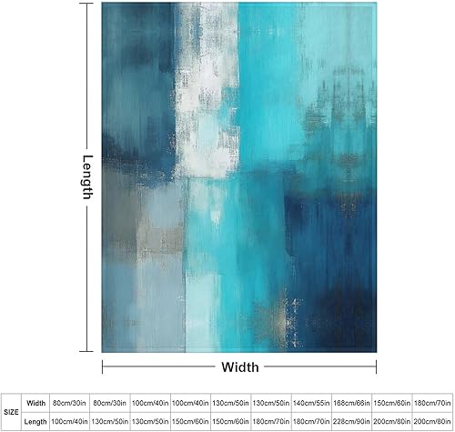 Miniatura 2 de Manta de franela de forro polar turquesa con pintura de arte abstracto, ligera, suave, mullida, acogedora, para sofá, cama, decoración de otoño e