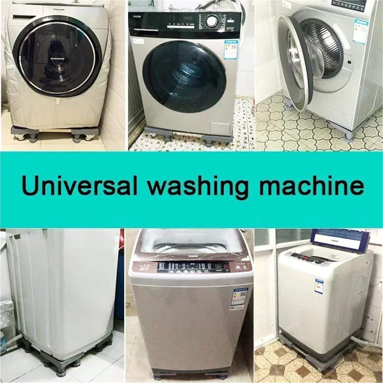 洗濯機と乾燥機用の調節可能なユニバーサル ベース - 持ち上げ機能付きの多機能冷蔵庫スタンド。標準の 12 本の脚に適合し、耐久性と