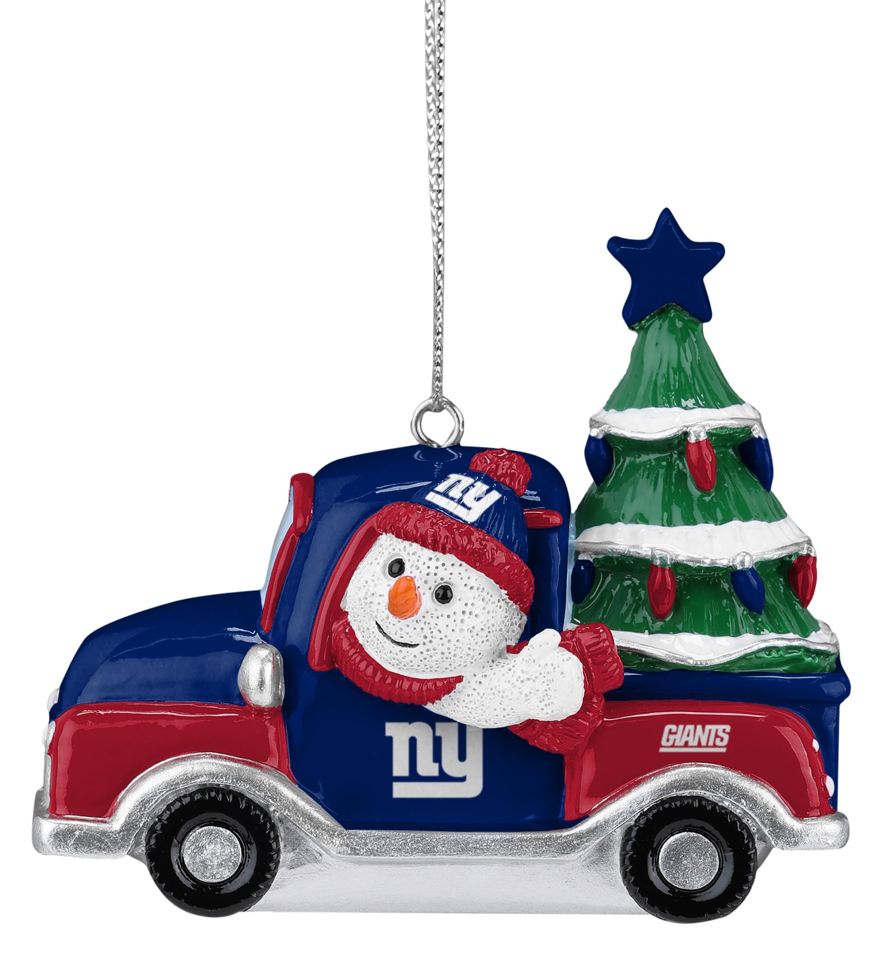 Foco Multi Color New York Giants Nfl Snowman In A Truck Ornament