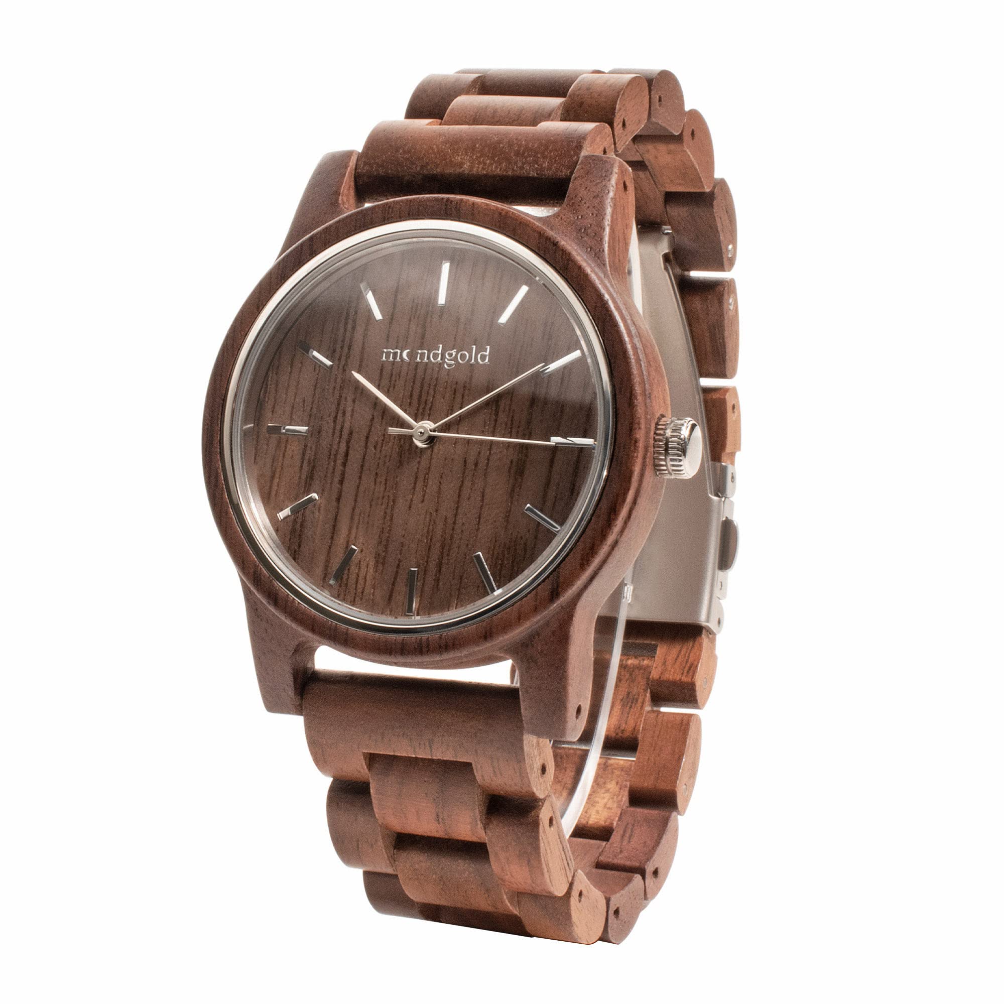 Reloj de madera analógico de cuarzo con caja de almacenamiento