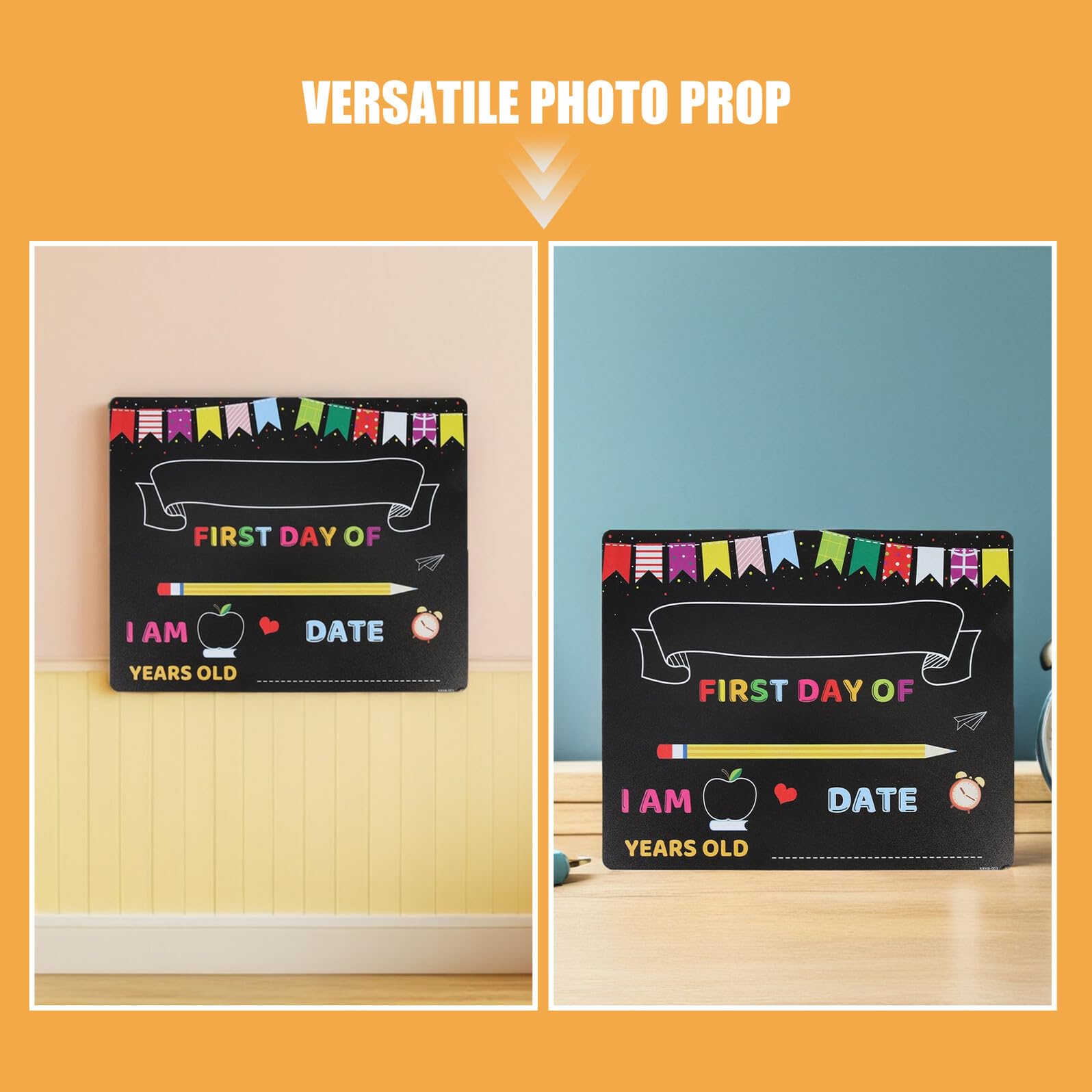 Lot de 2 Tableaux Noirs Réutilisables Rentrée Scolaire Surface Effaçable Lisse Format Compact Portable Panneau Souvenir pour Premier et Dernier Jour de Maternelle Accessoire