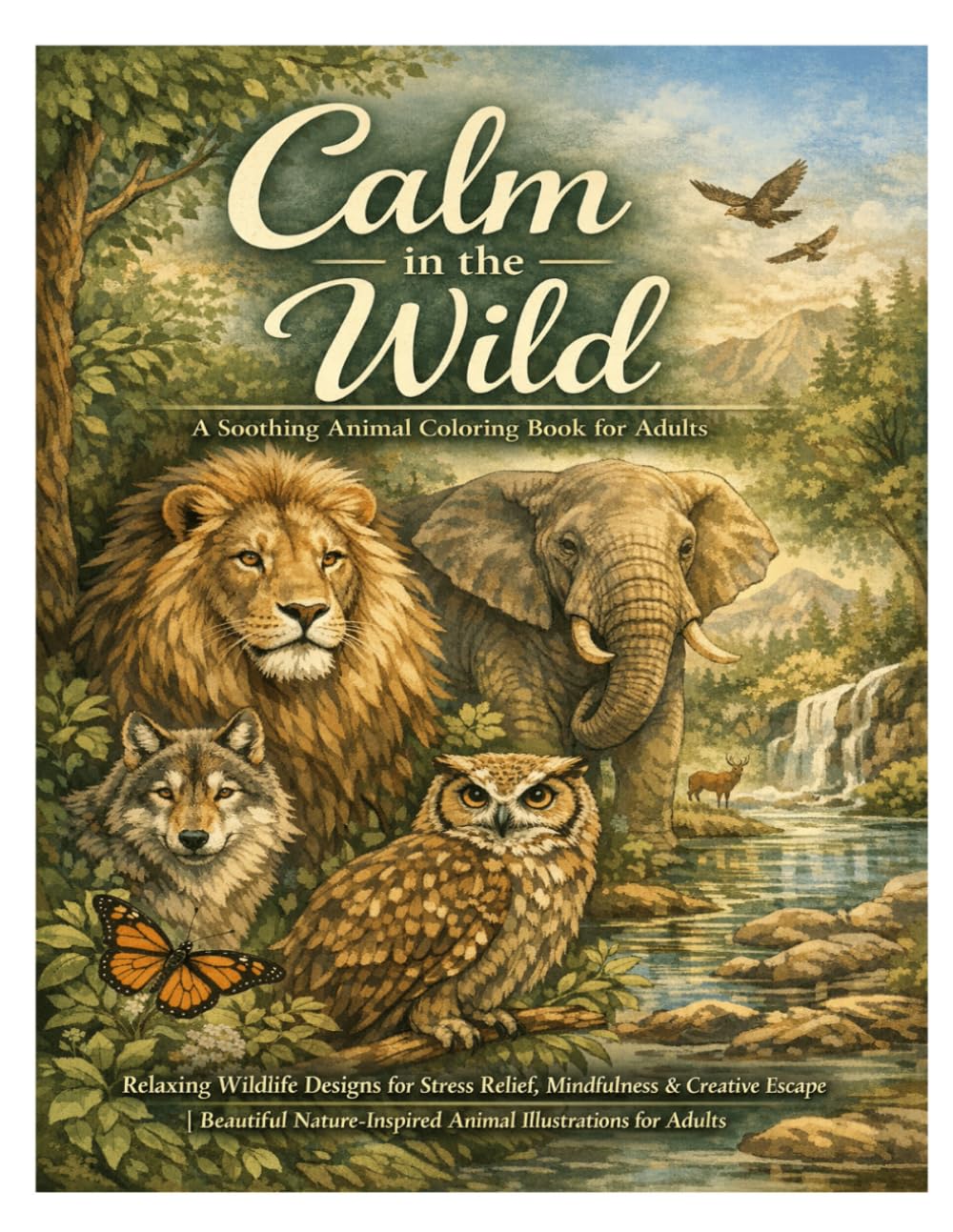 Calm in the Wild: A Soothing Animal Coloring Book for Adults: Relaxing Wildlife Designs for Stress Relief, Mindfulness & Creative Escape | Beautiful Nature-Inspired Animal Illustrations for Adults