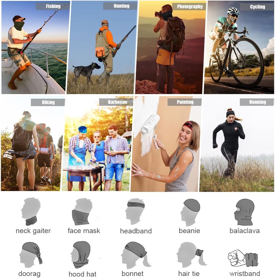 Neck Gaiter Face Cover Scarf Multifunctional Headwear Elastic Tube Scarf Breathable UPF 50+ UV Resistance Bandana
