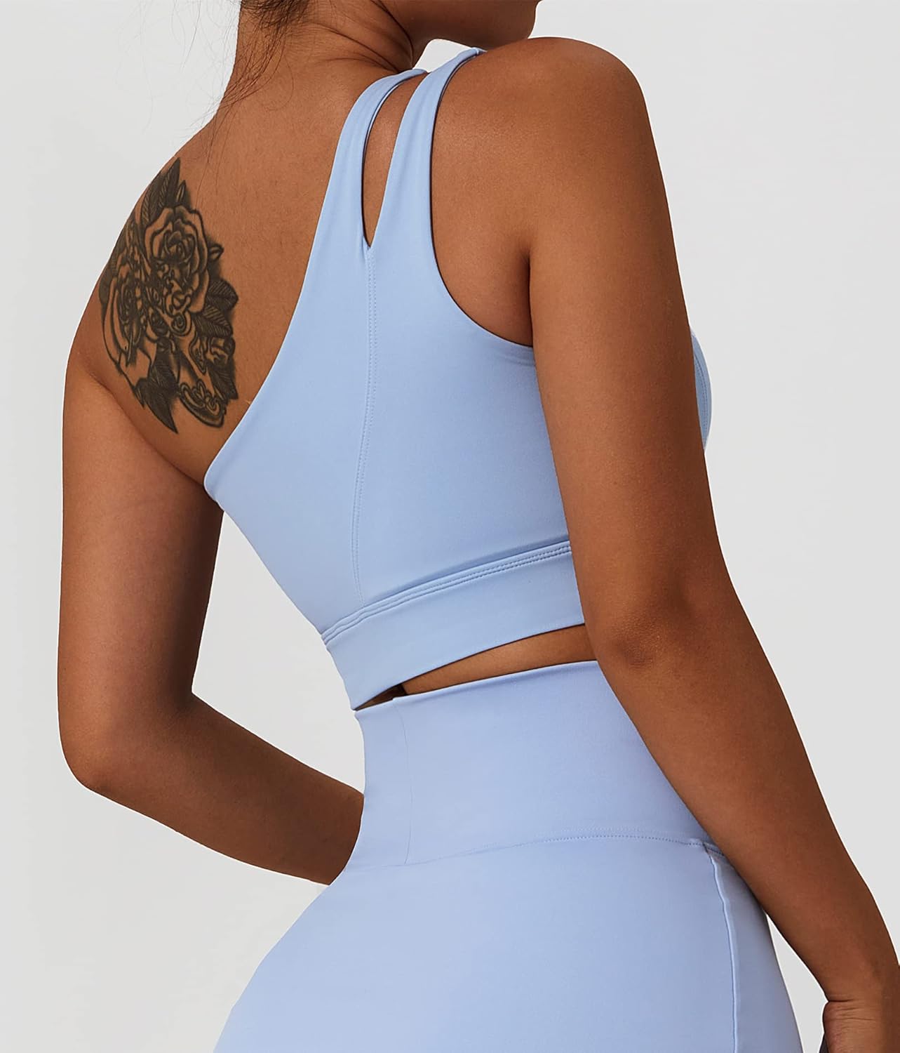 ABOCIW Sports Bras for Women Sexy Cutout Strap One Shoulder Workout Yoga Bra with Removable Cups Medium Support - Image 5