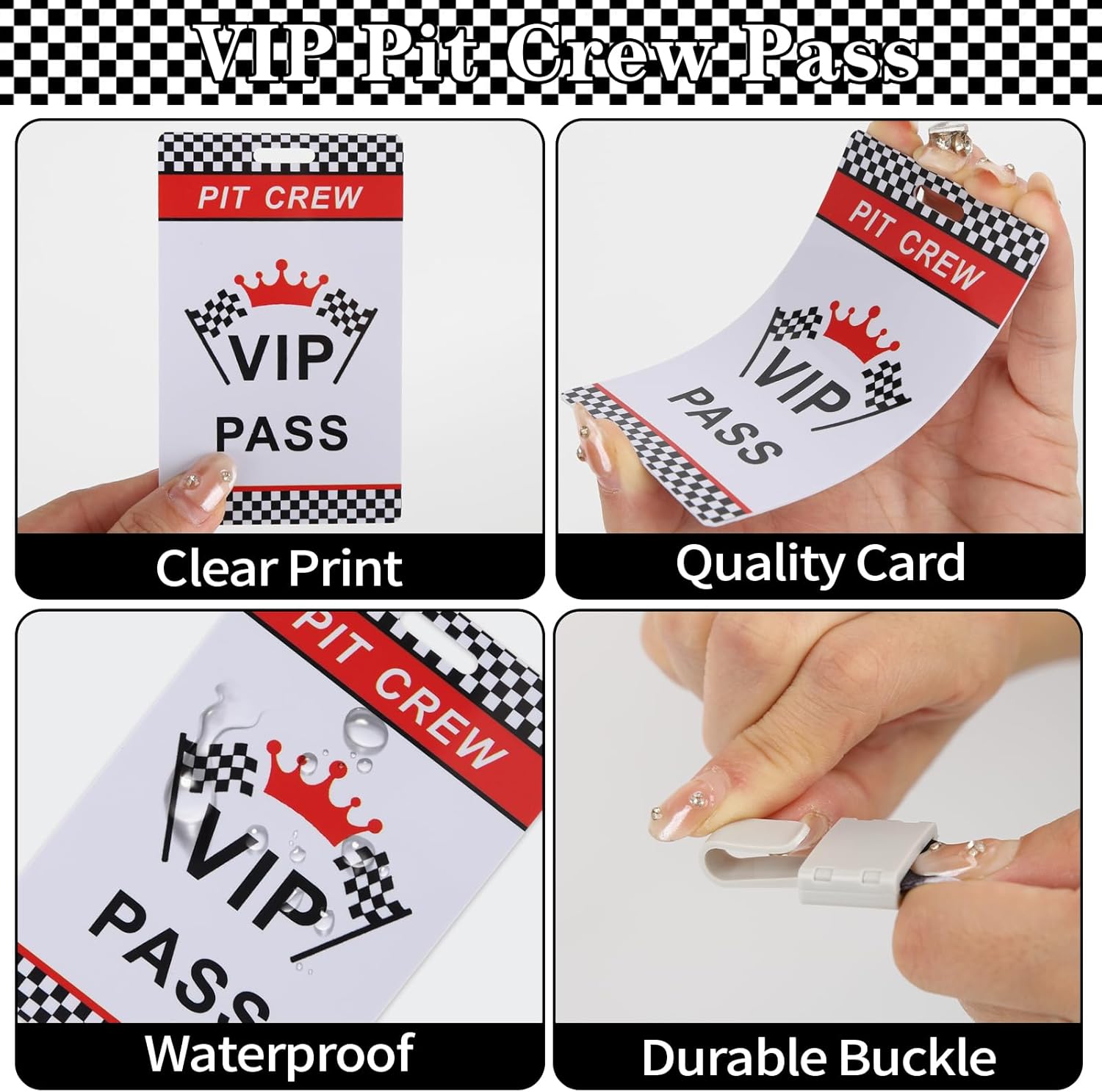 50 Sets Racing VIP Pass Cards with Checkered Racing Lanyards VIP Passes with Lanyard Suitable for VIP Racing Themed Party Decorations Birthday Party Backstage Pass VIP Car Accessories