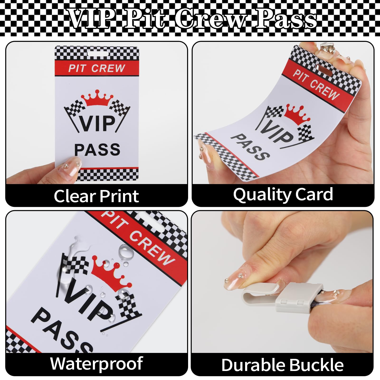 Amazon.com : 30 Sets Racing VIP Pass Cards with Checkered Racing
