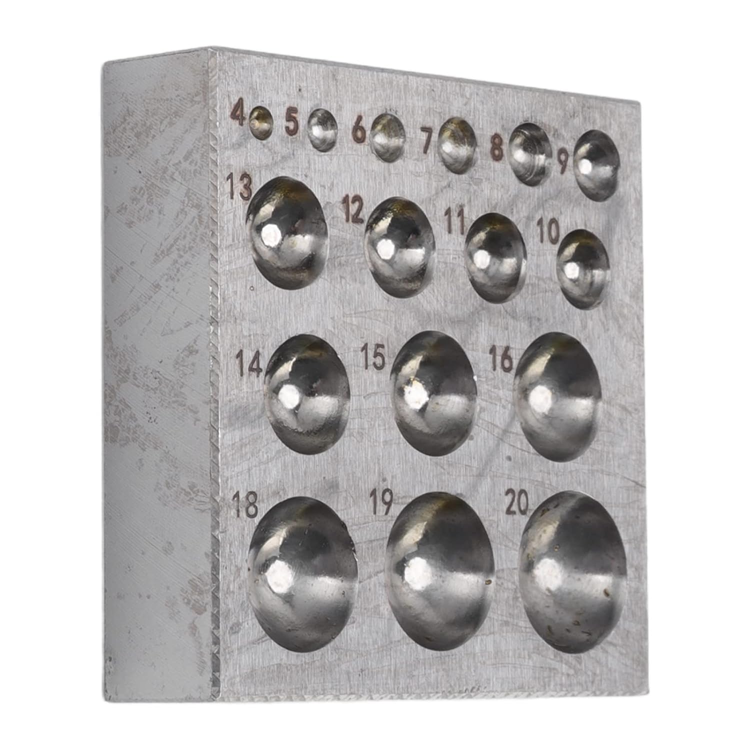 Steel Dapping Block Doming Die Jewelry Making Tool Professional Grade Hardened Polish 45 Steel Metal Forming Anvil with 16 Size Holes for Jewelers Craftsmen