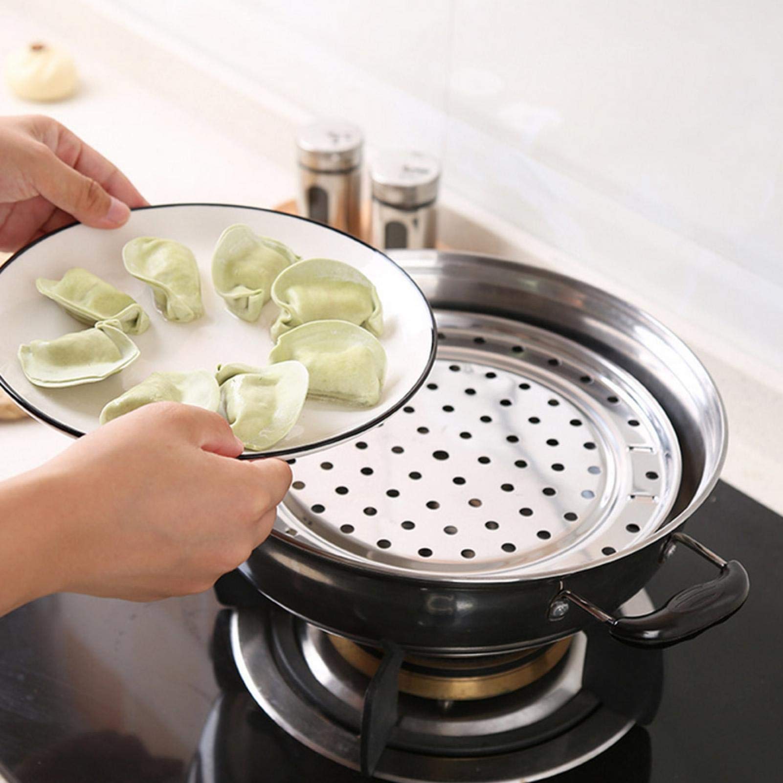 Cestello Vapore In Acciaio Inox Con 3 Scomparti E Manico Rimovibile, Per Pentola A Pressione E Pentole Normali, Ideale Per Cucinare E Servire (23 Cm)