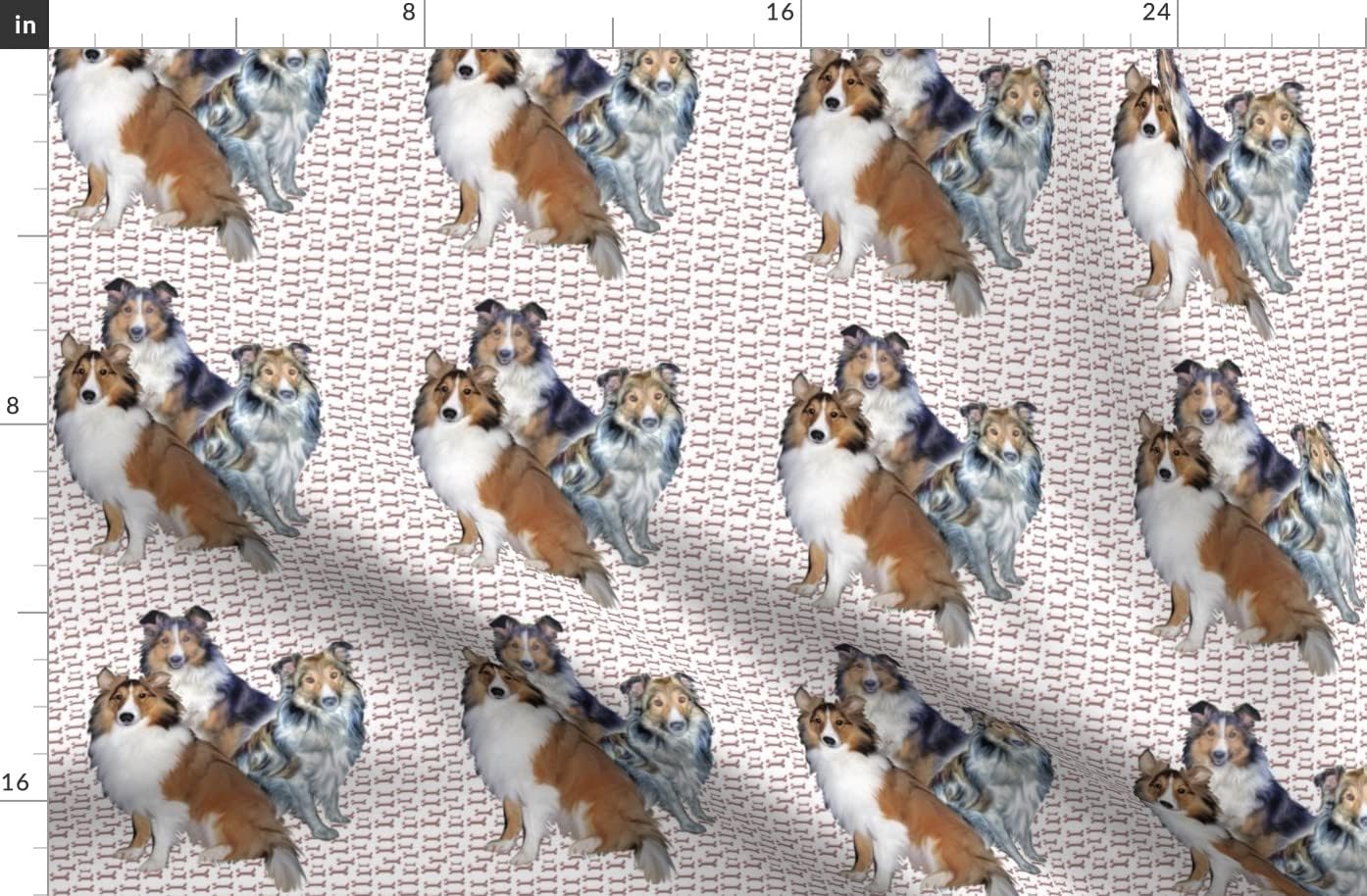 Spoonflower Fabric - Bones Shetland Sheepdog Dogs Printed on Organic Cotton Sateen Fabric by The Yard - Sewing Quilting Apparel Home Decor