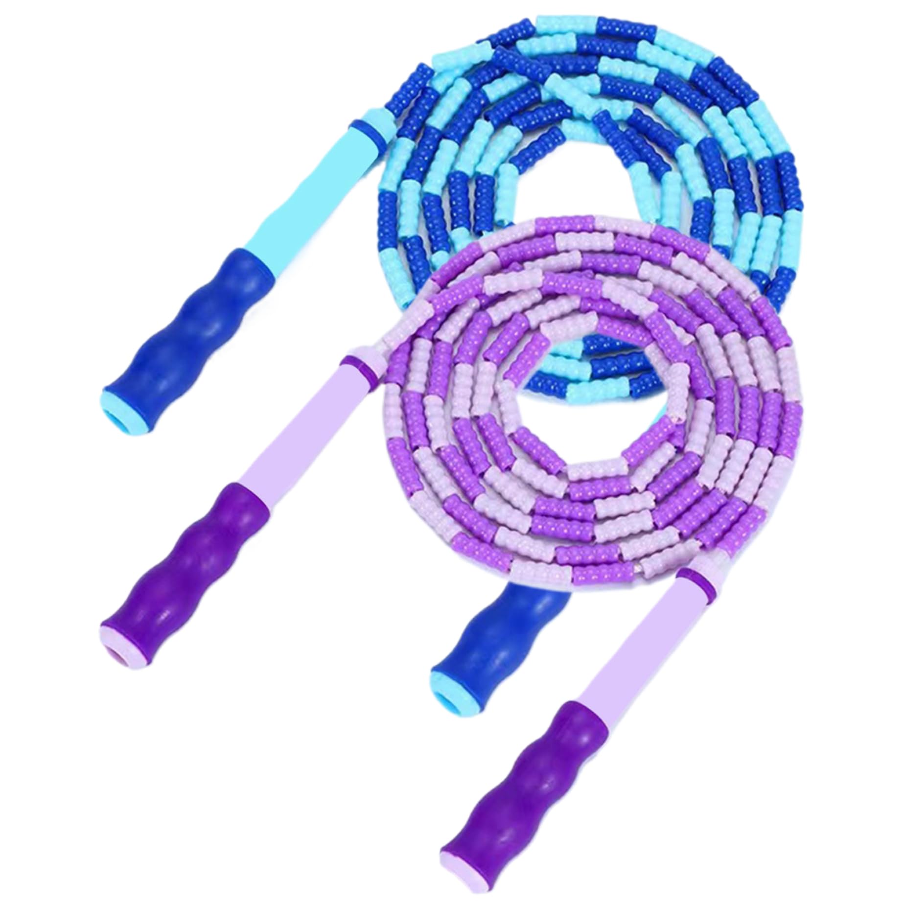 Soft Beaded Jump Rope 2pcs Adjustable Jump Rope for Kids Tangle-Free Skipping with Wavy Handle