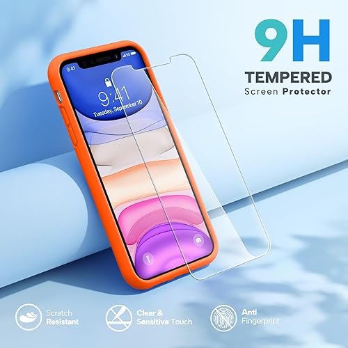 Miniatura 1217 de Miracase - Funda diseñada para iPhone 11 con protector de pantalla, funda de goma de silicona líquida, protección total contra caídas y a prueba