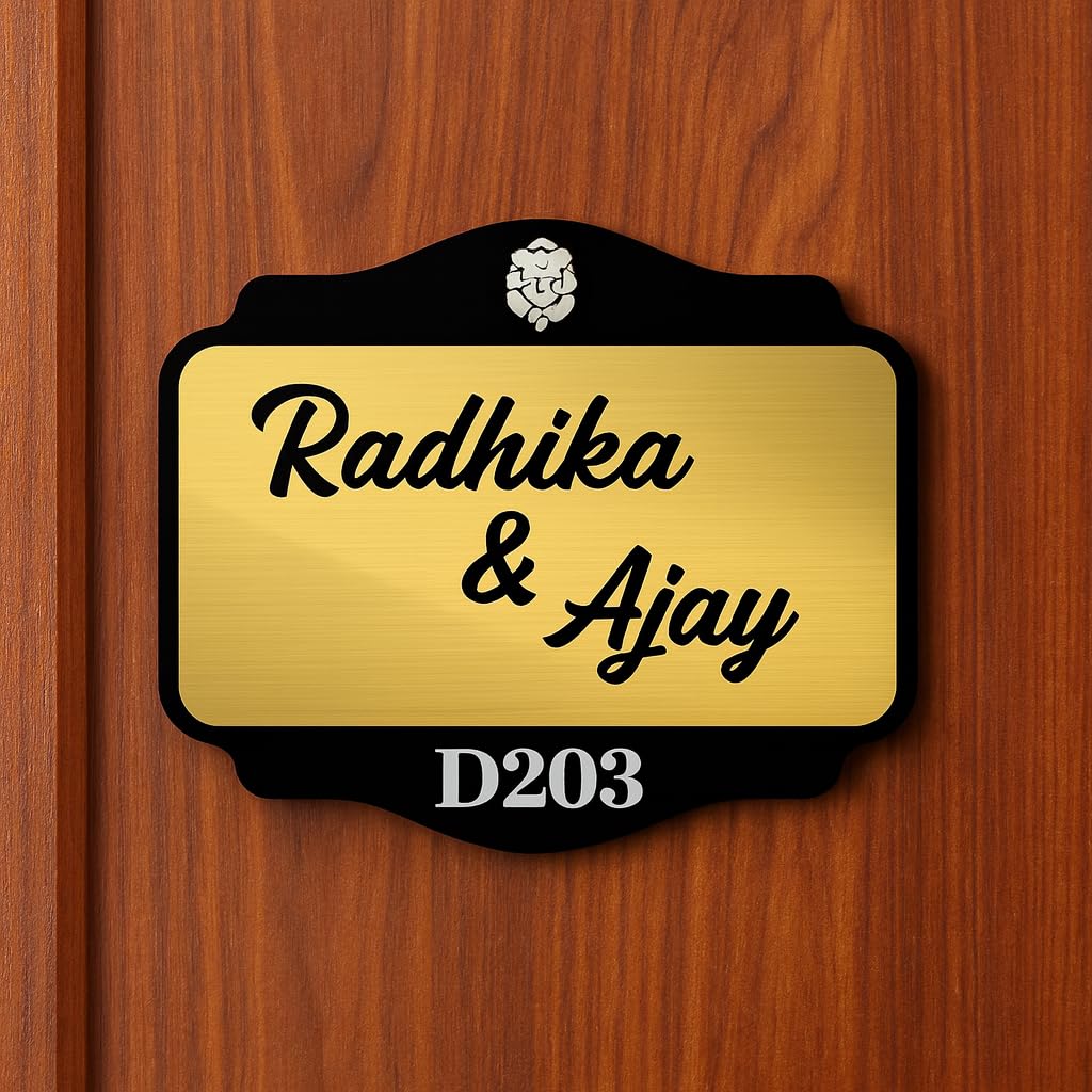 Personalized Acrylic Name Plate Signage For House,Black & Silver Engraving Custom Self-Adhesive Name Board (12 X 4 Inches,Brushed Gold) — Amazon image 10