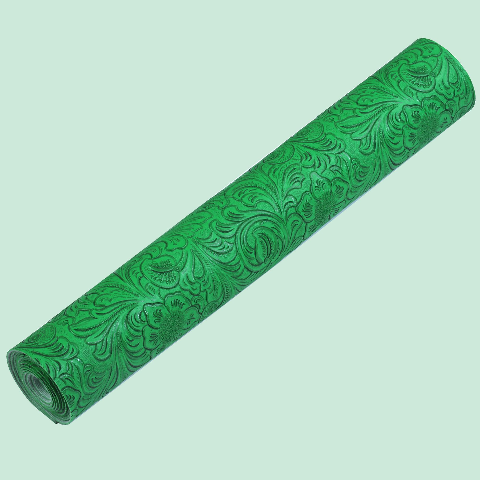 Ramya Hojas de piel sintética en relieve, tela de 30,5 x 134,6 cm, para manualidades, lazos de costura de cartera, pendientes de cuero (verde)