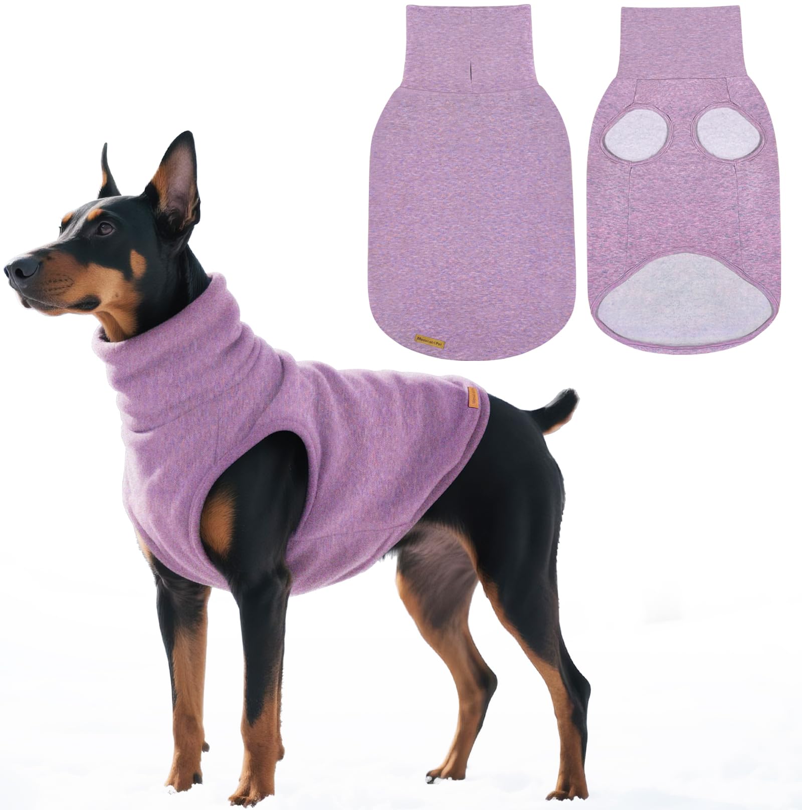 Mosucoirl Dog Sweaters Pet Pullover,Turtleneck Doggy Sweatshirt for Extra Large Dogs Thick Warm Dog Clothes Fleece Soft Winter Hoodies Outfit for Small Medium Large Dogs XS-4XL (Purple
