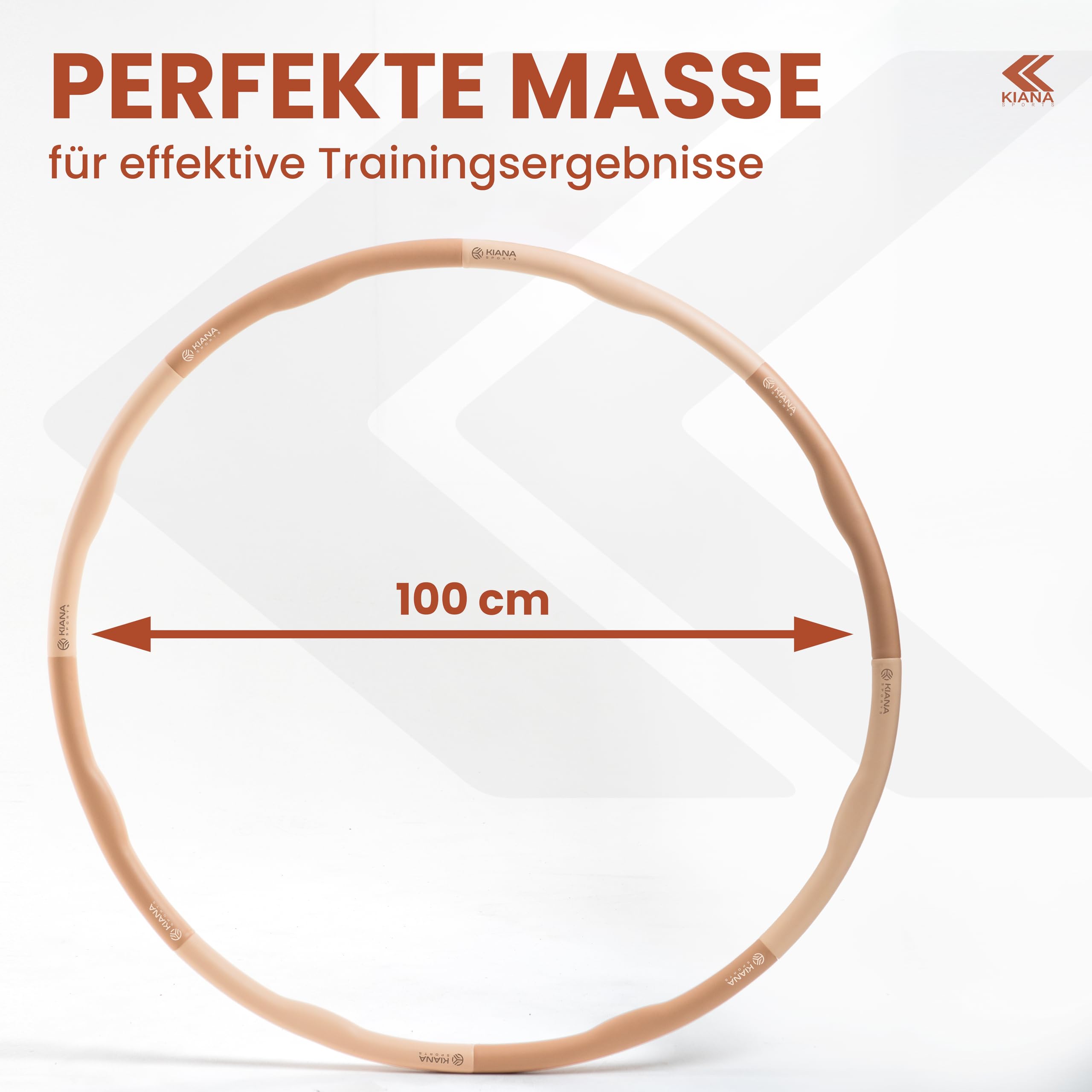KIANA SPORTS Hula Hoop Reifen Erwachsene [1,2 kg] - Stabiler Hoola Hoop aus Deutscher Entwicklung - Fitnessreifen zum Abnehmen - Gymnastikreifen mit Wellen inkl. Tasche und Übungsplan