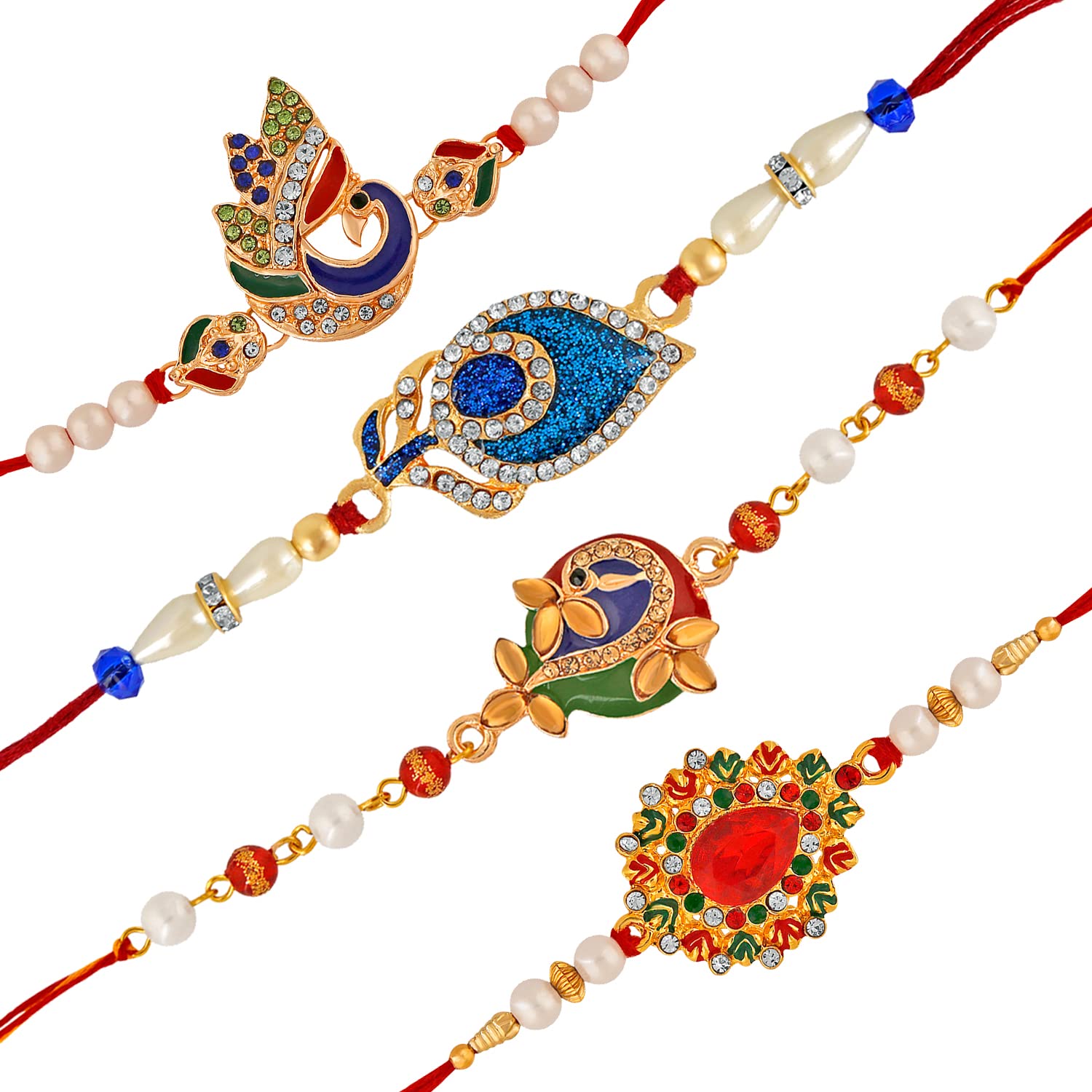 Mahi Combo of Peacok and Peacock Feather Shaped Colorful Meena Work and Crystals Rakhis for Bhaiya (RCO1105417M) (B0B466XVVK) Amazon Price History, Amazon Price Tracker